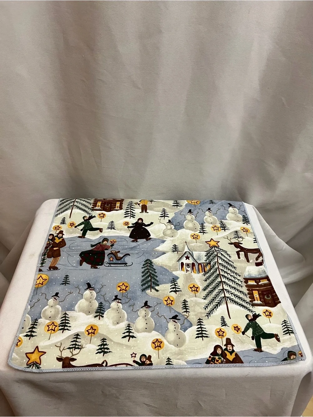Handmade Set Of 11 Christmas Winter Village Cloth Napkins Holiday Table Decor